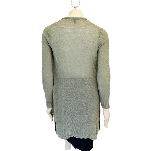 EILEEN FISHER Hemp Blend Textured Knit Long Open Cardigan in Sage Green SZ XS - Picture 6 of 10